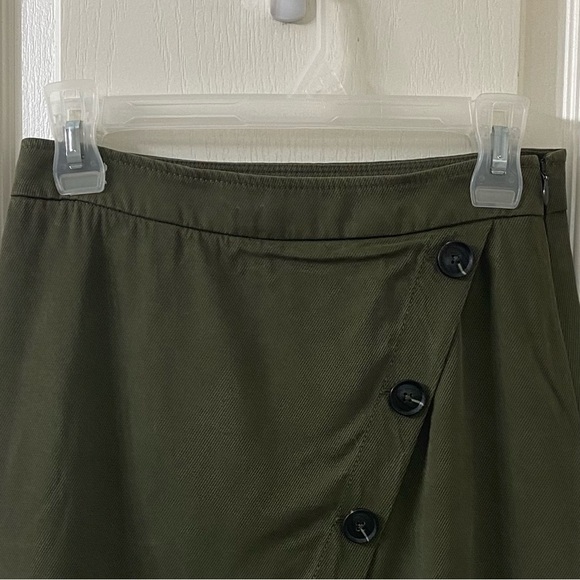 Banana Republic Olive Mini Skirt Asymetrical Button Front Women's 0 - Picture 5 of 12